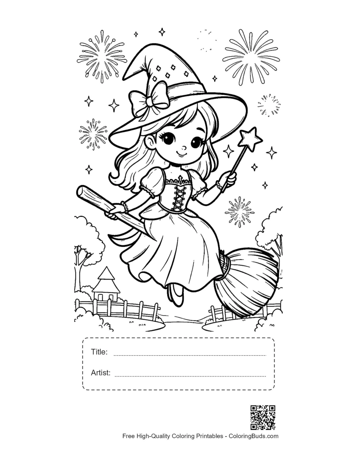 Easy witch printable with title and artist box