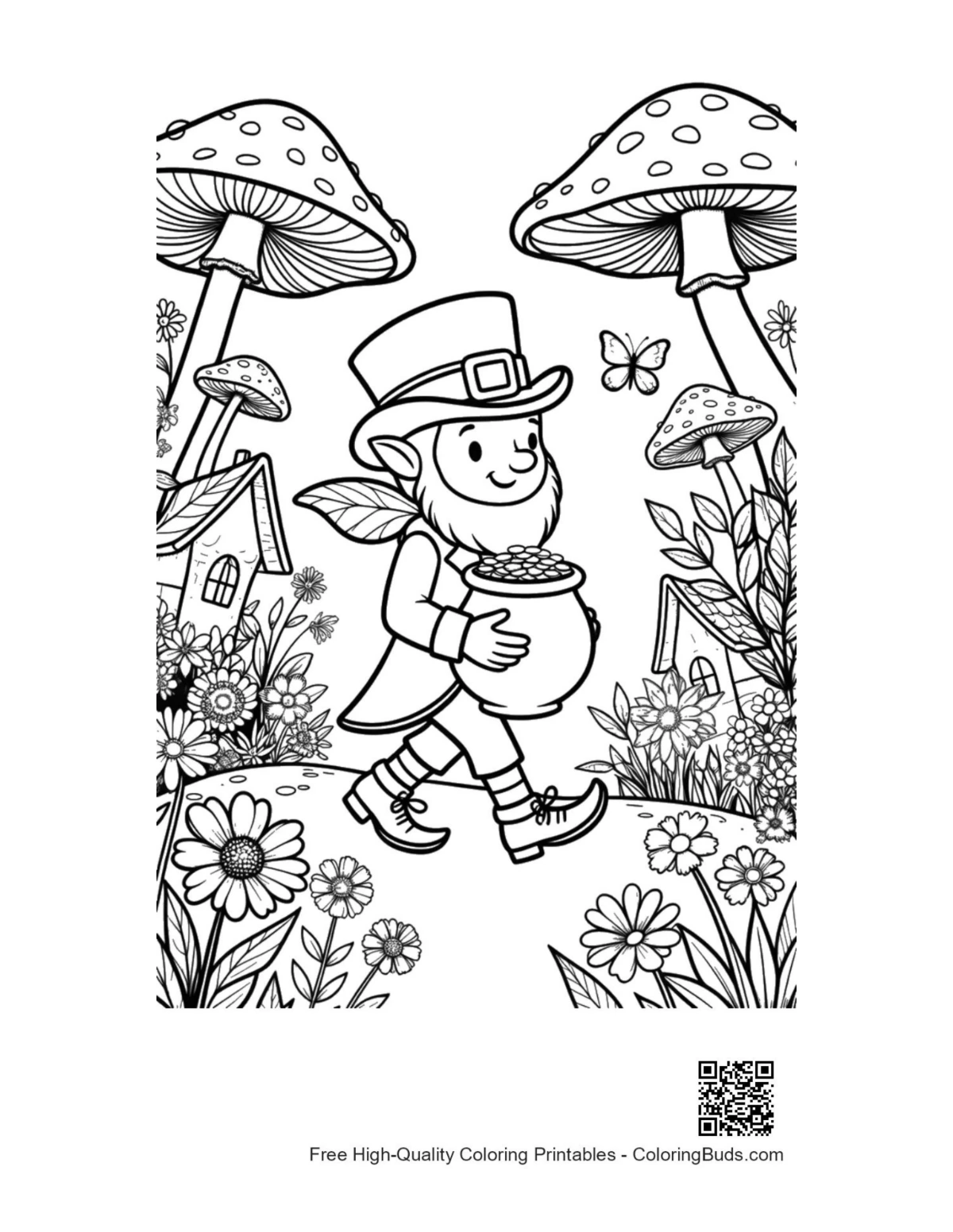 Leprechaun coloring page printable for download