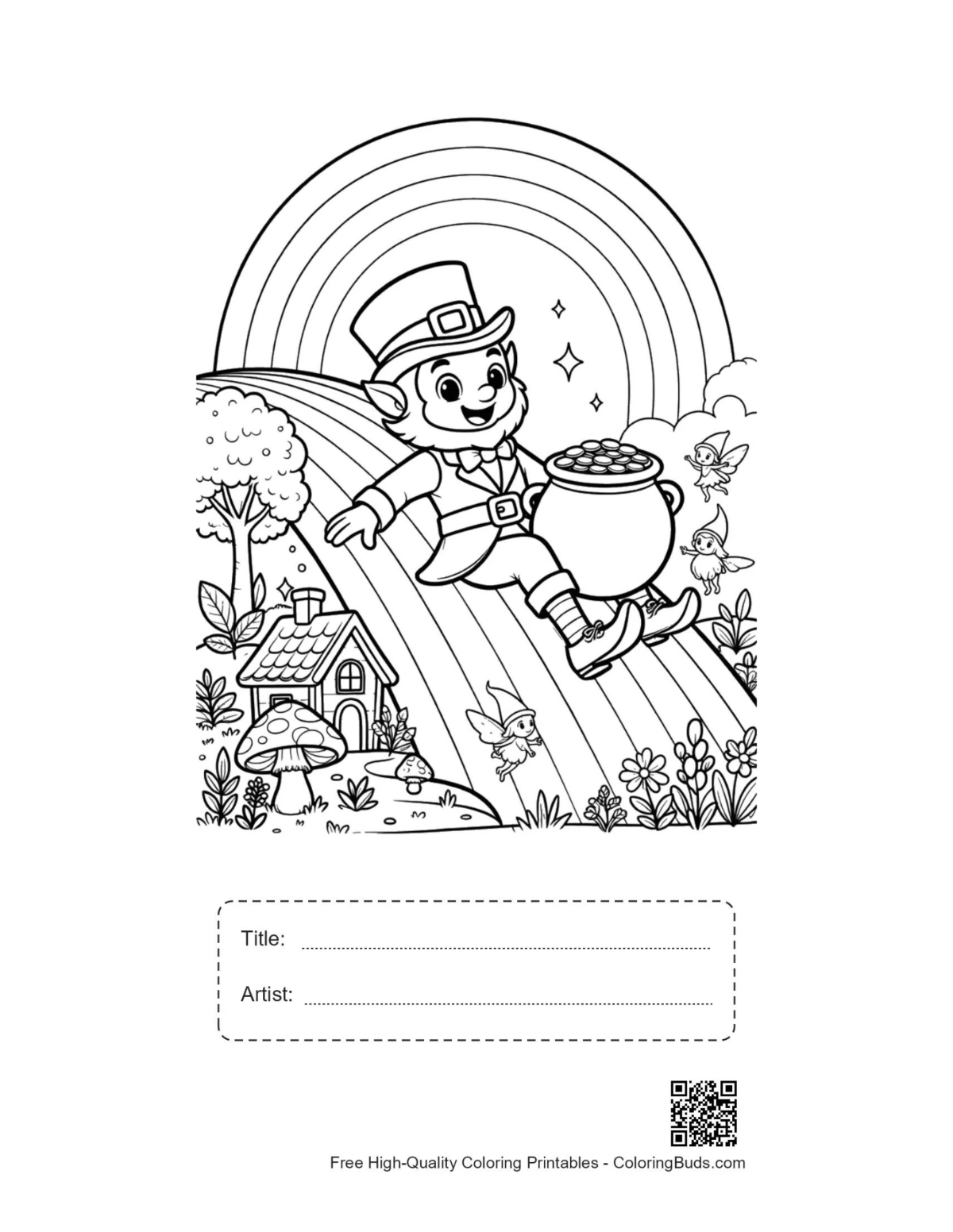 Leprechaun printable with title and artist box