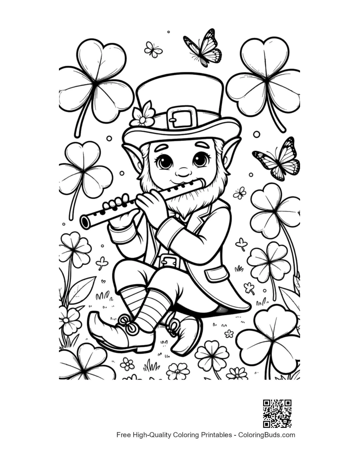 Easy leprechaun coloring sheet printable