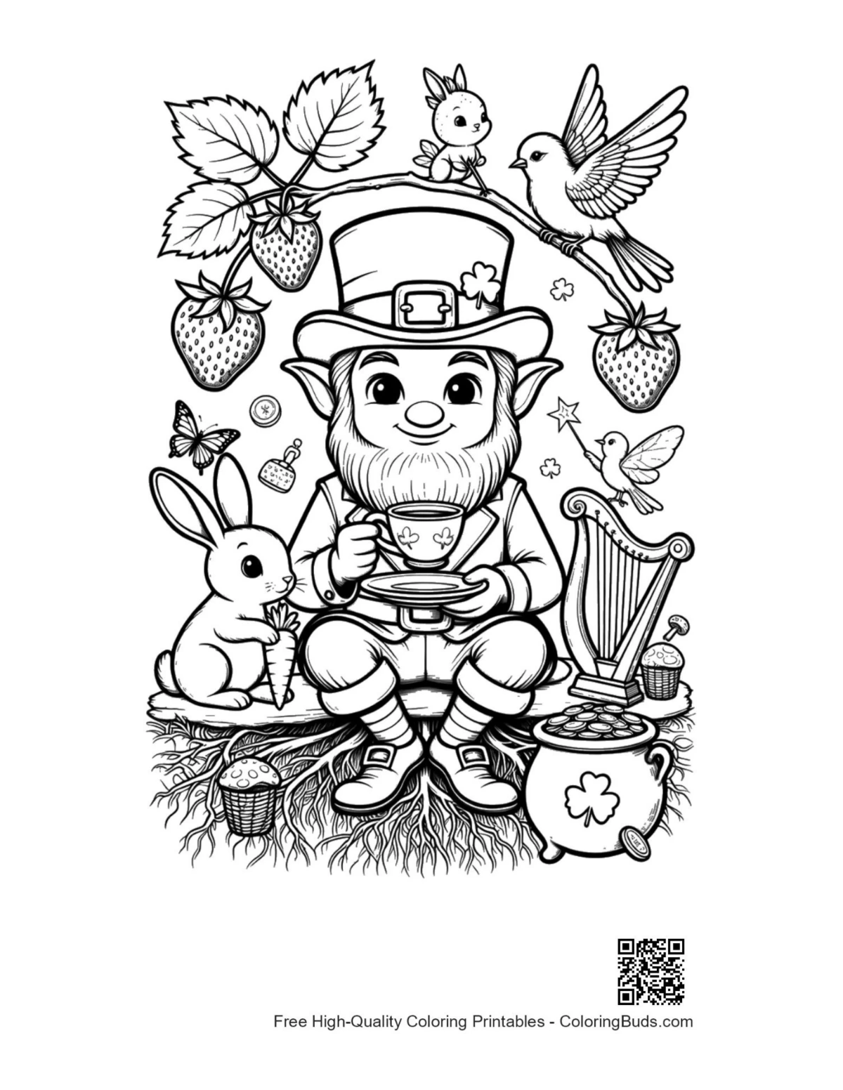 Free Leprechaun to color printable page