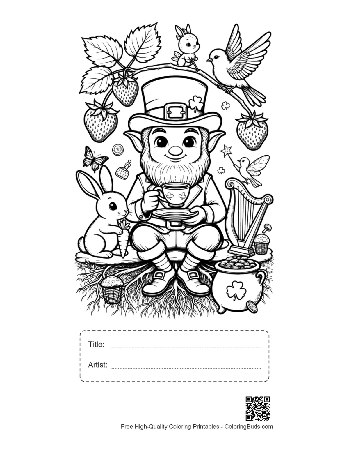 Leprechaun printable with title artist box