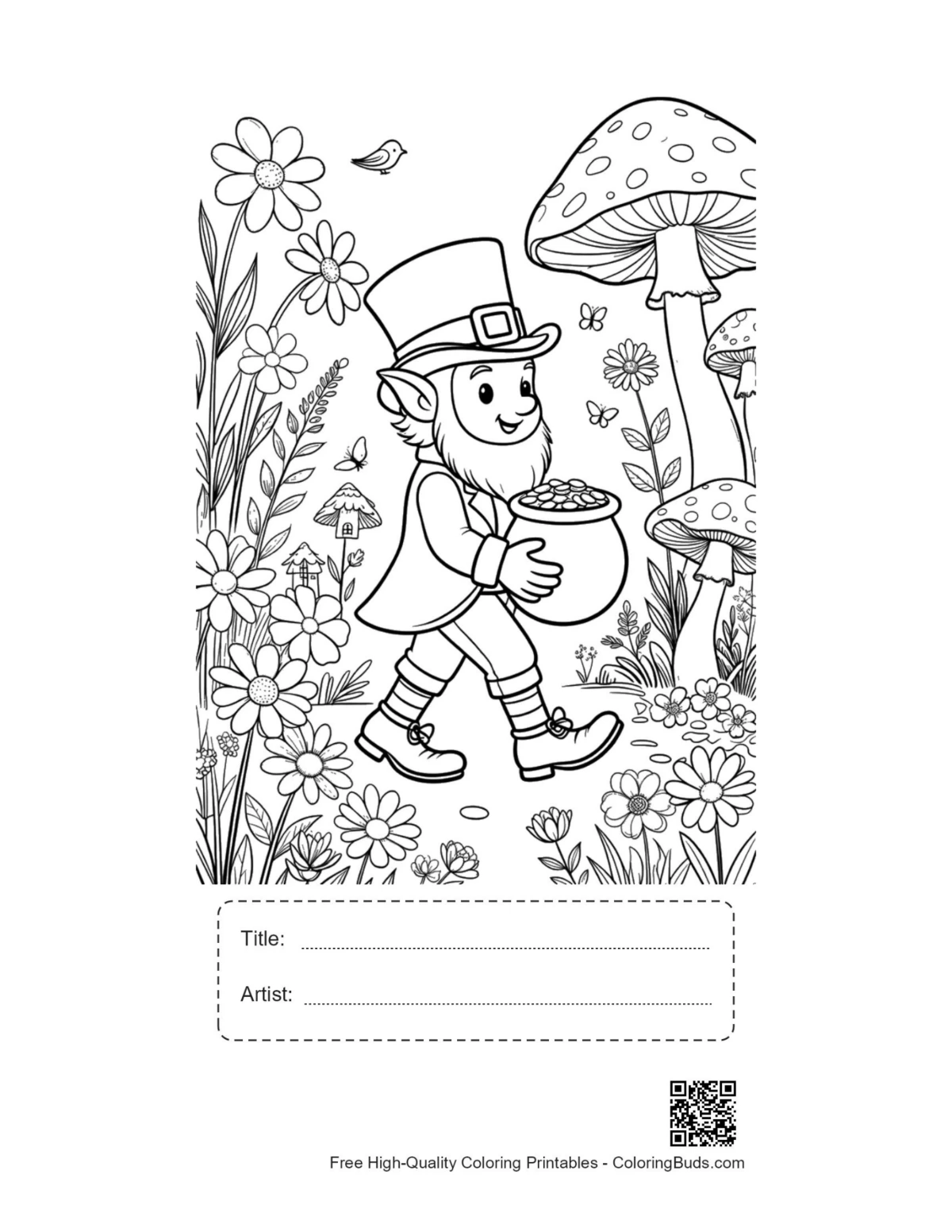 Leprechaun printable with title and artist box