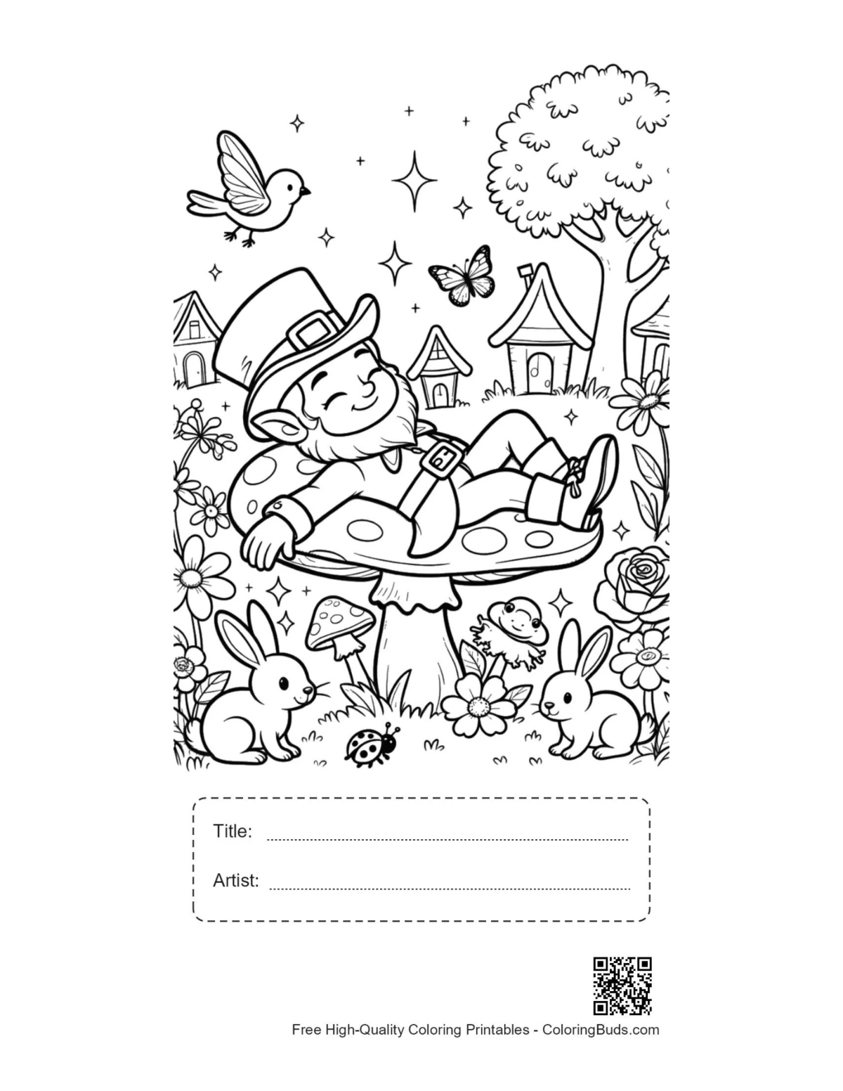 Leprechaun butterflies garden printable with title box