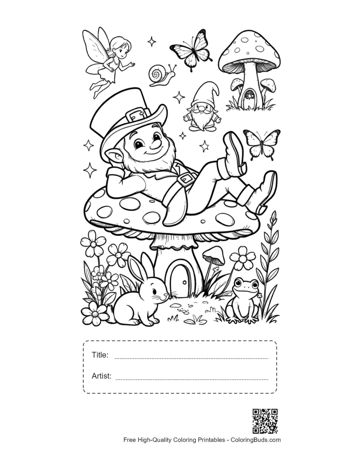 Leprechaun printable with title and artist box