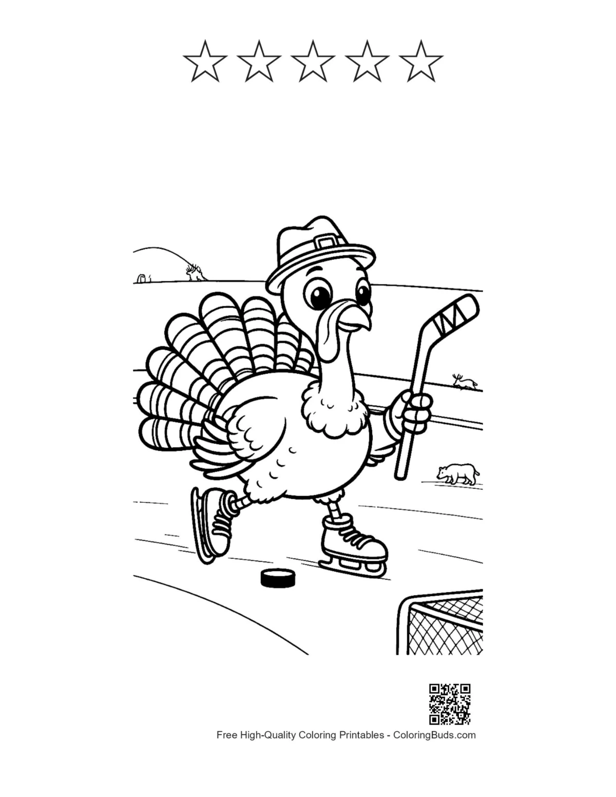 Turkey hockey printable with 5 star outlines