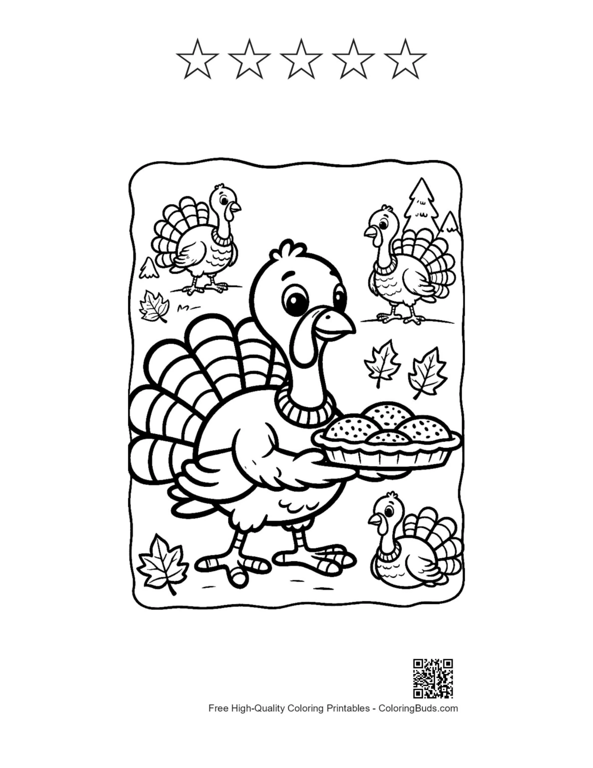 Turkey pie printable with 5 star outlines