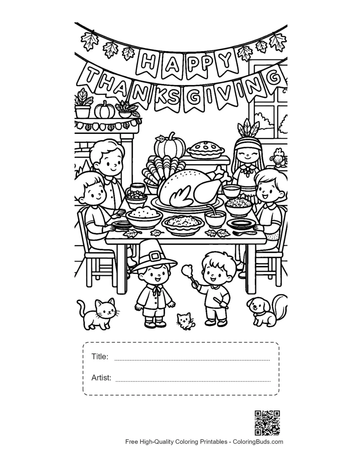Thanksgiving turkey dinner printable with title box