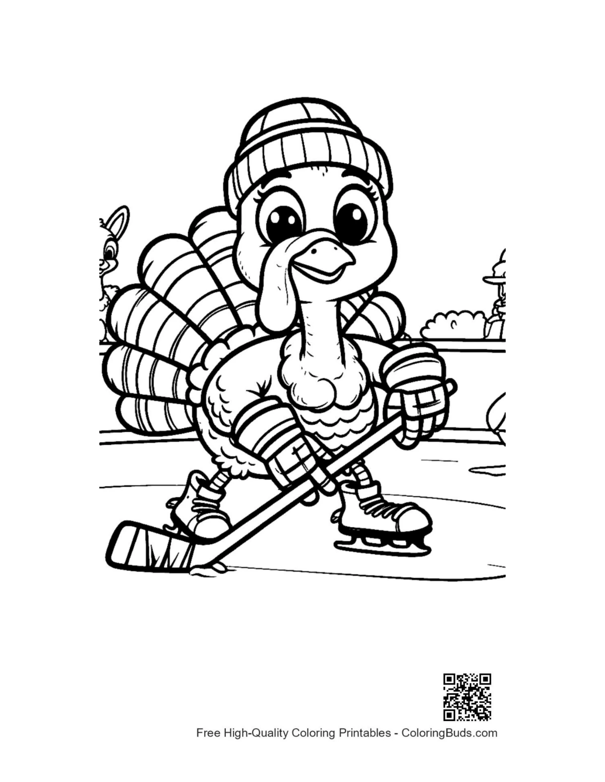 Cute turkey coloring page printable