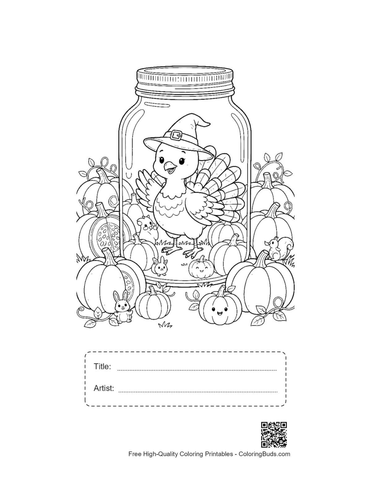 Easy turkey printable with title artist box
