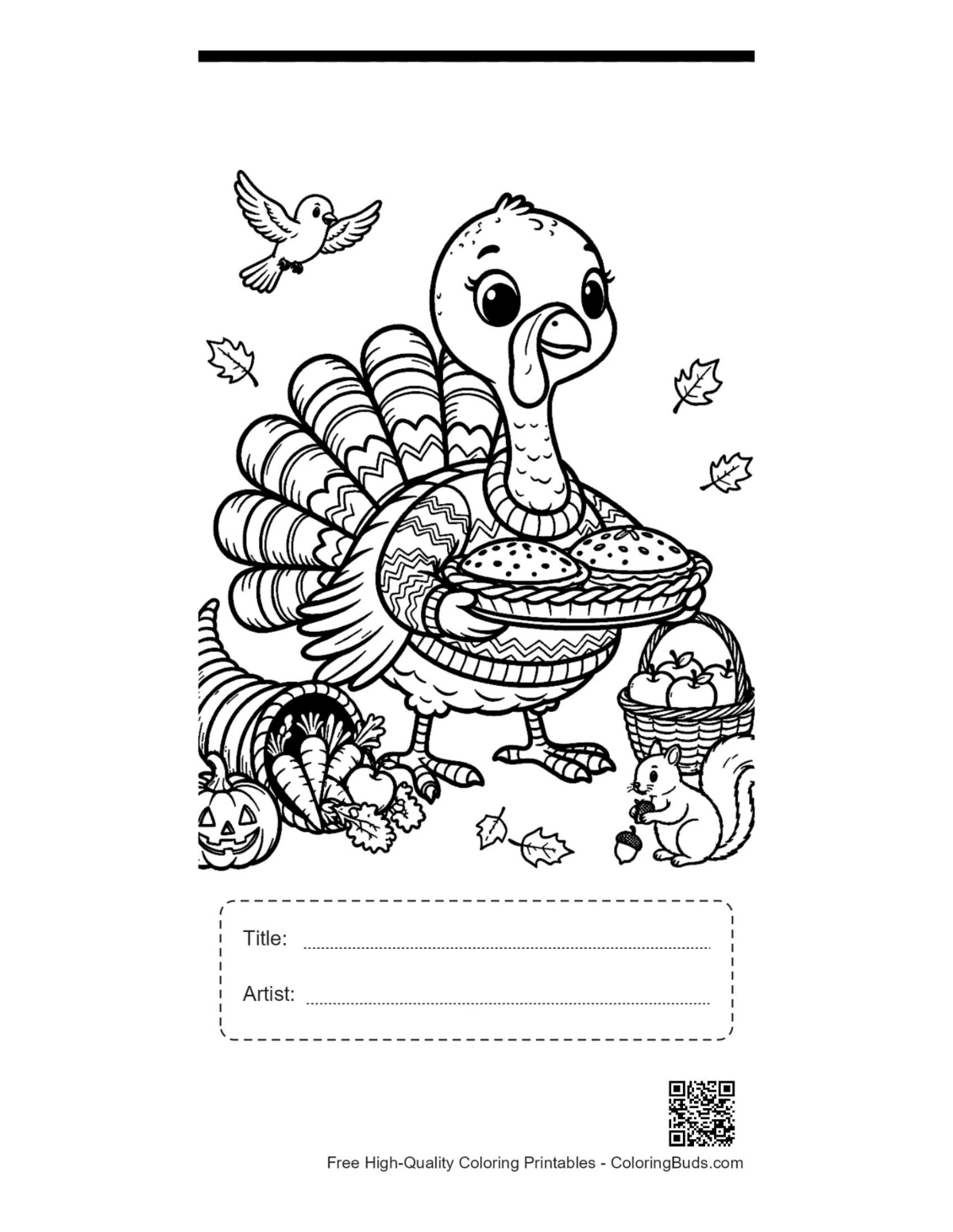 Easy turkey printable with title and artist box space