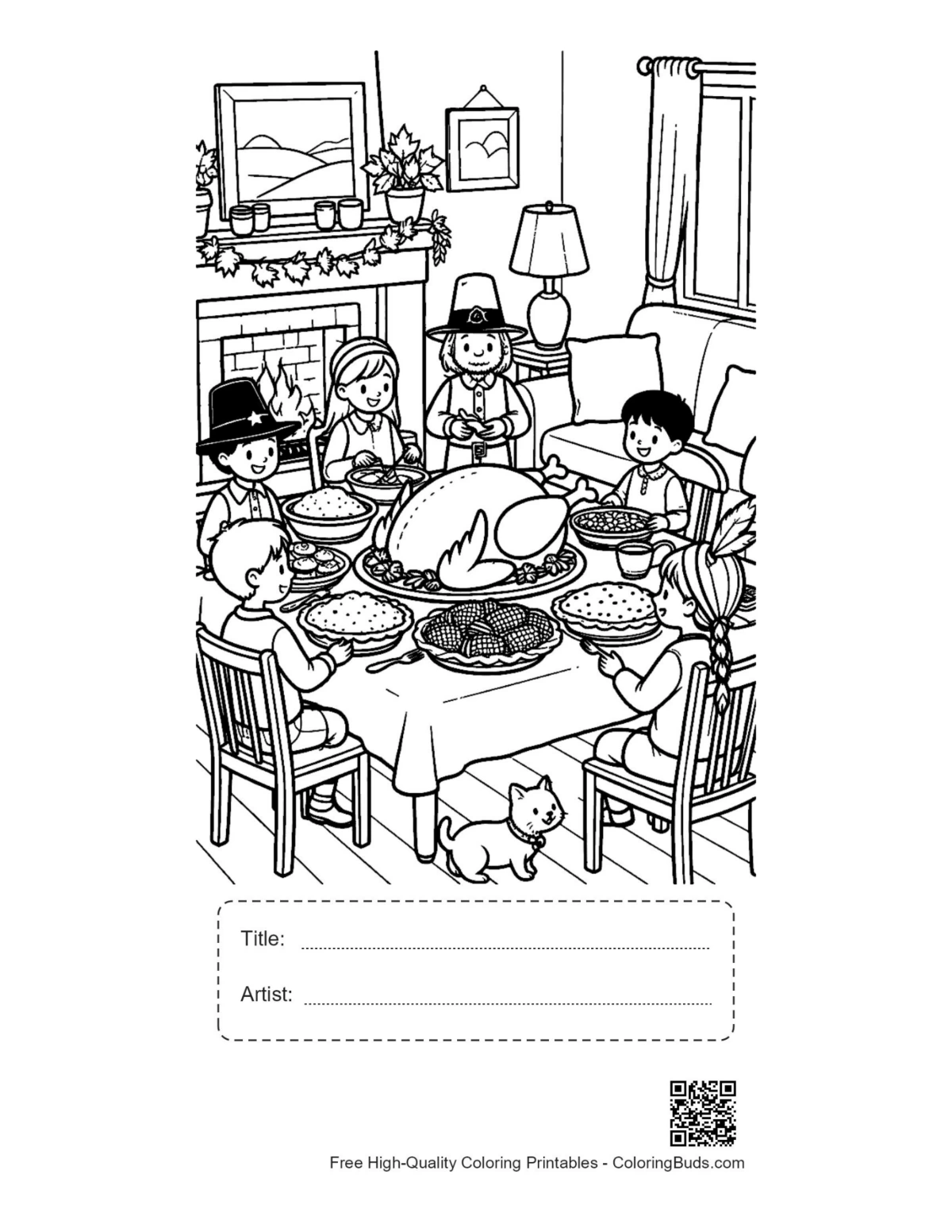 Thanksgiving turkey family printable with title box