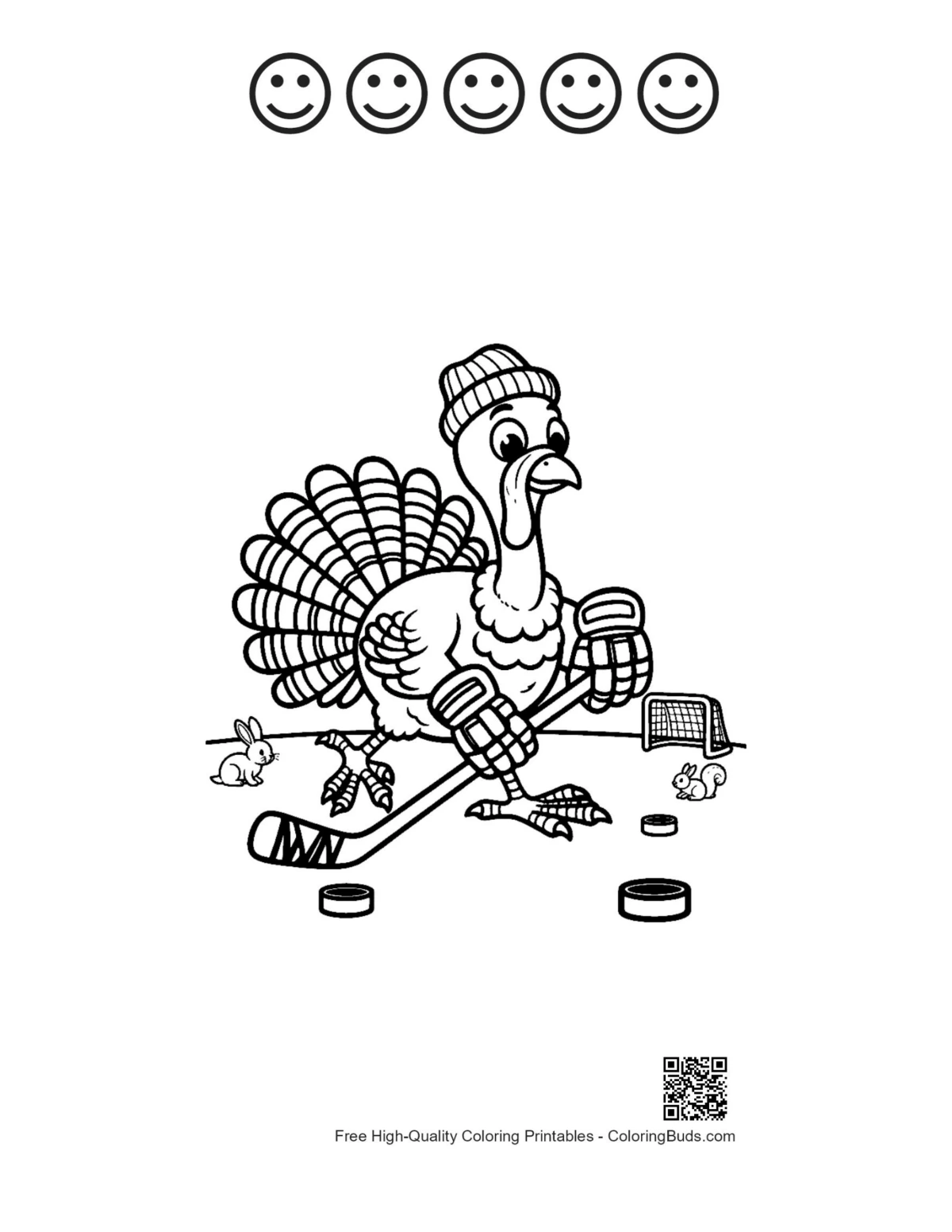 Turkey page with 5 happy face outlines