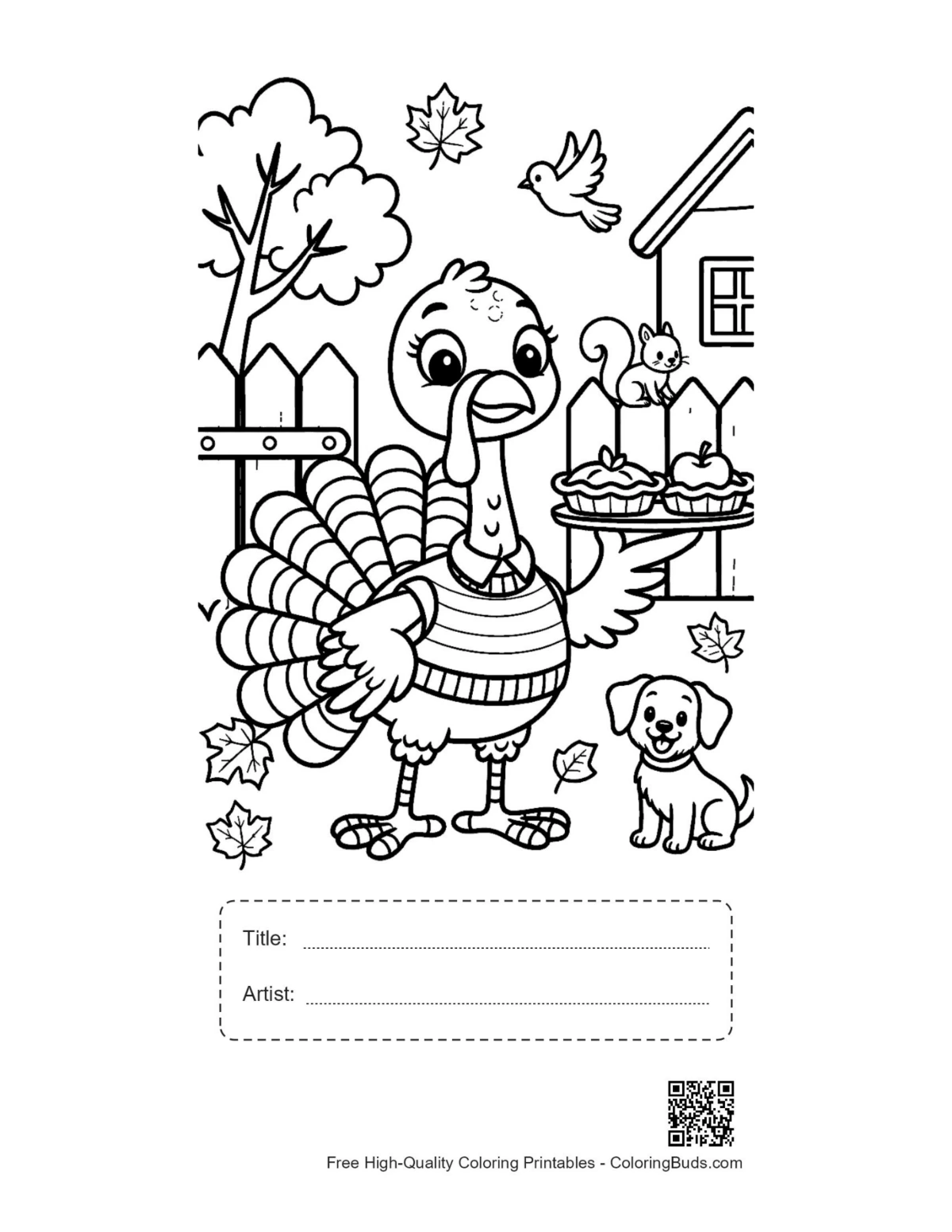 Turkey scarf fall park printable with title box