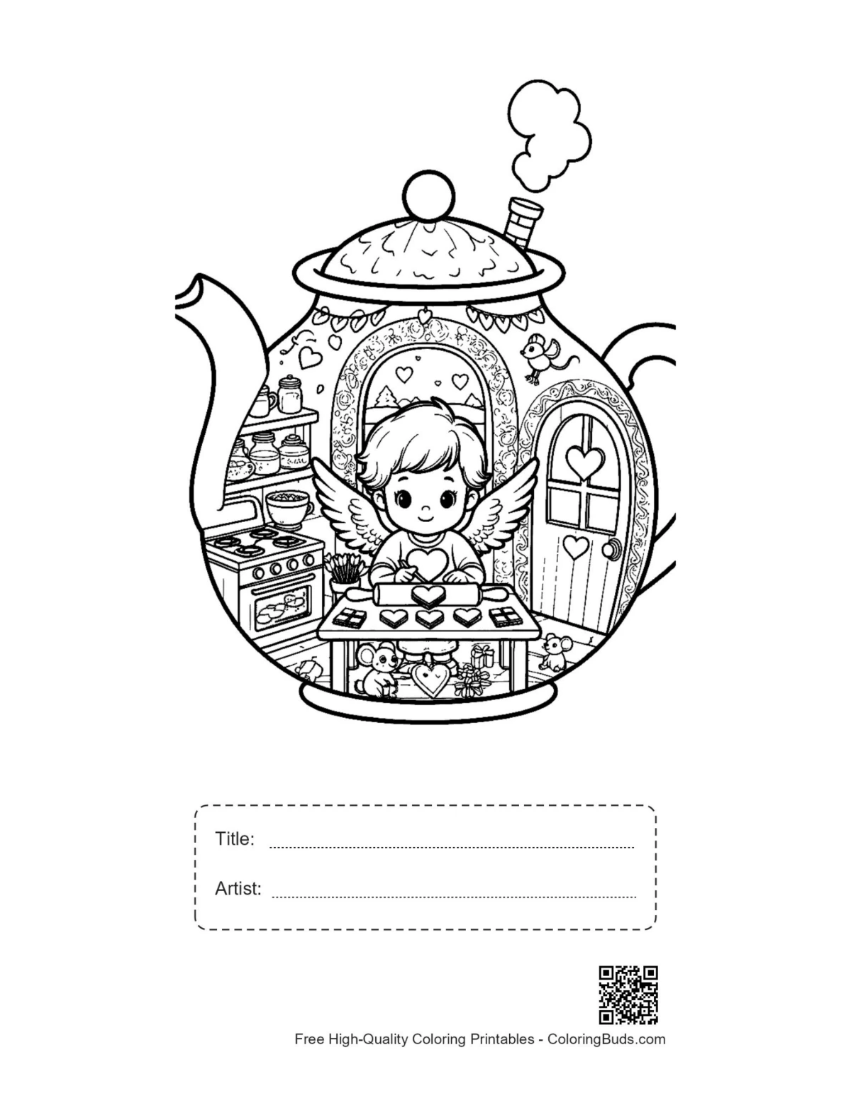 Hearts cupids printable with title artist box
