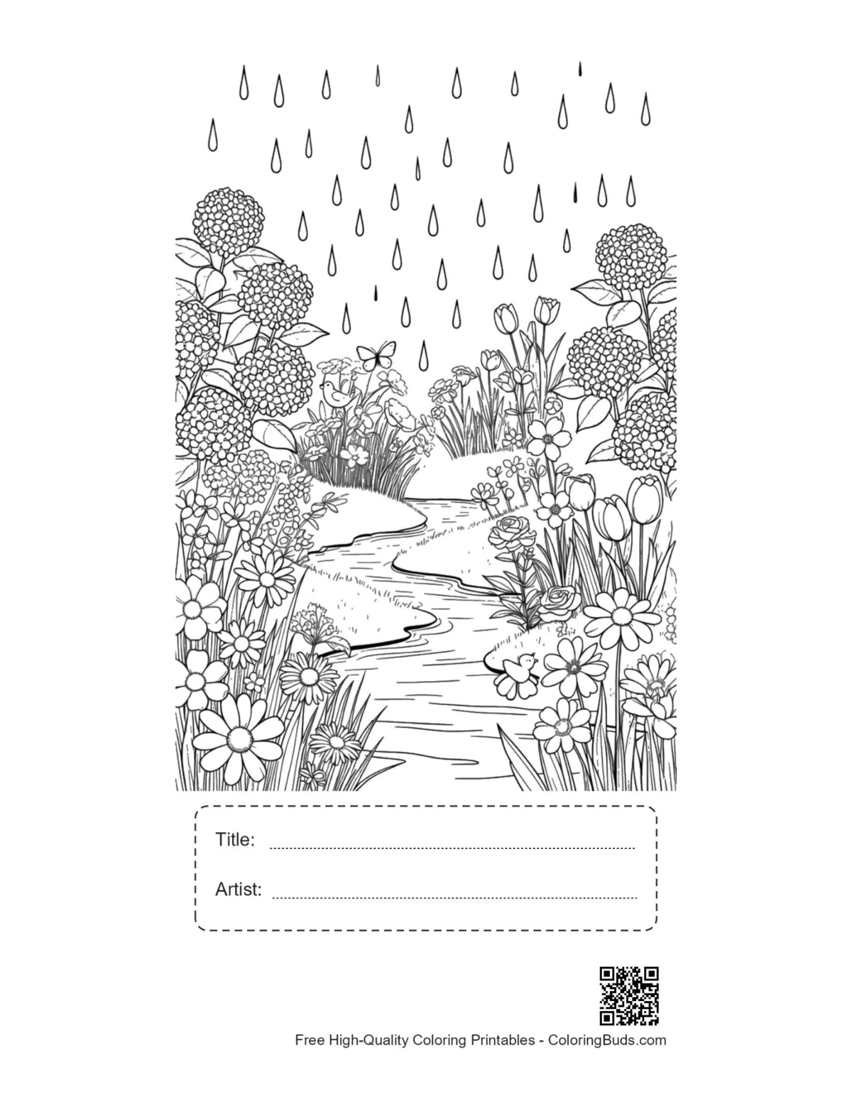 Flowers rain printable with title artist box