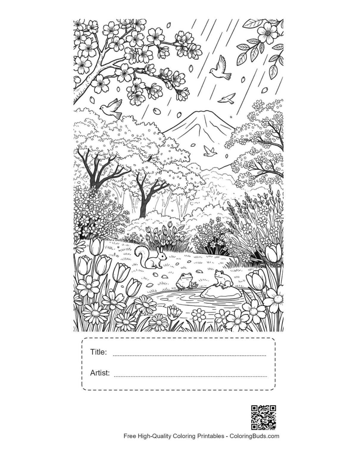 Flowers rain printable with title artist box