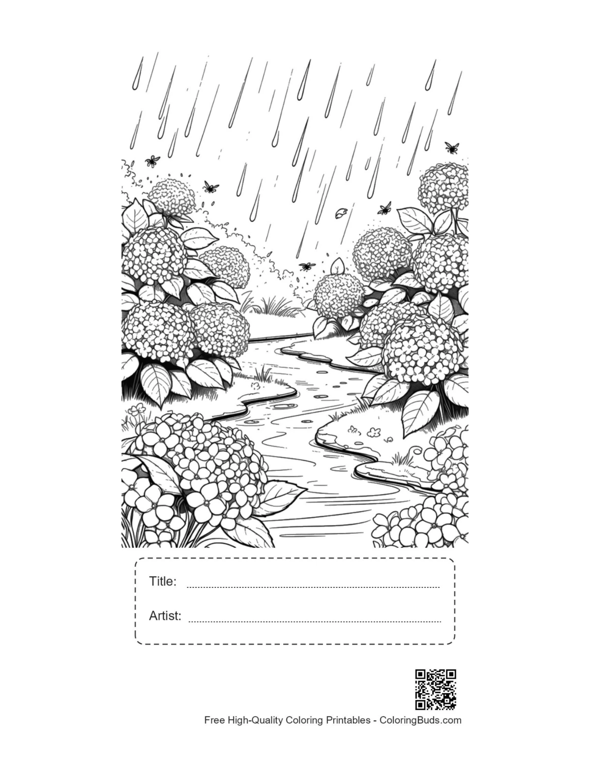 Flowers rain printable with title artist box