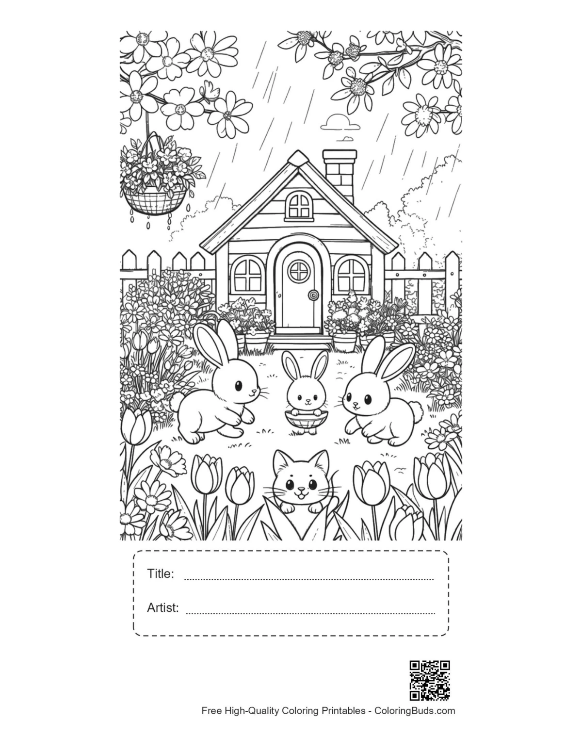Flowers rain printable with title artist box
