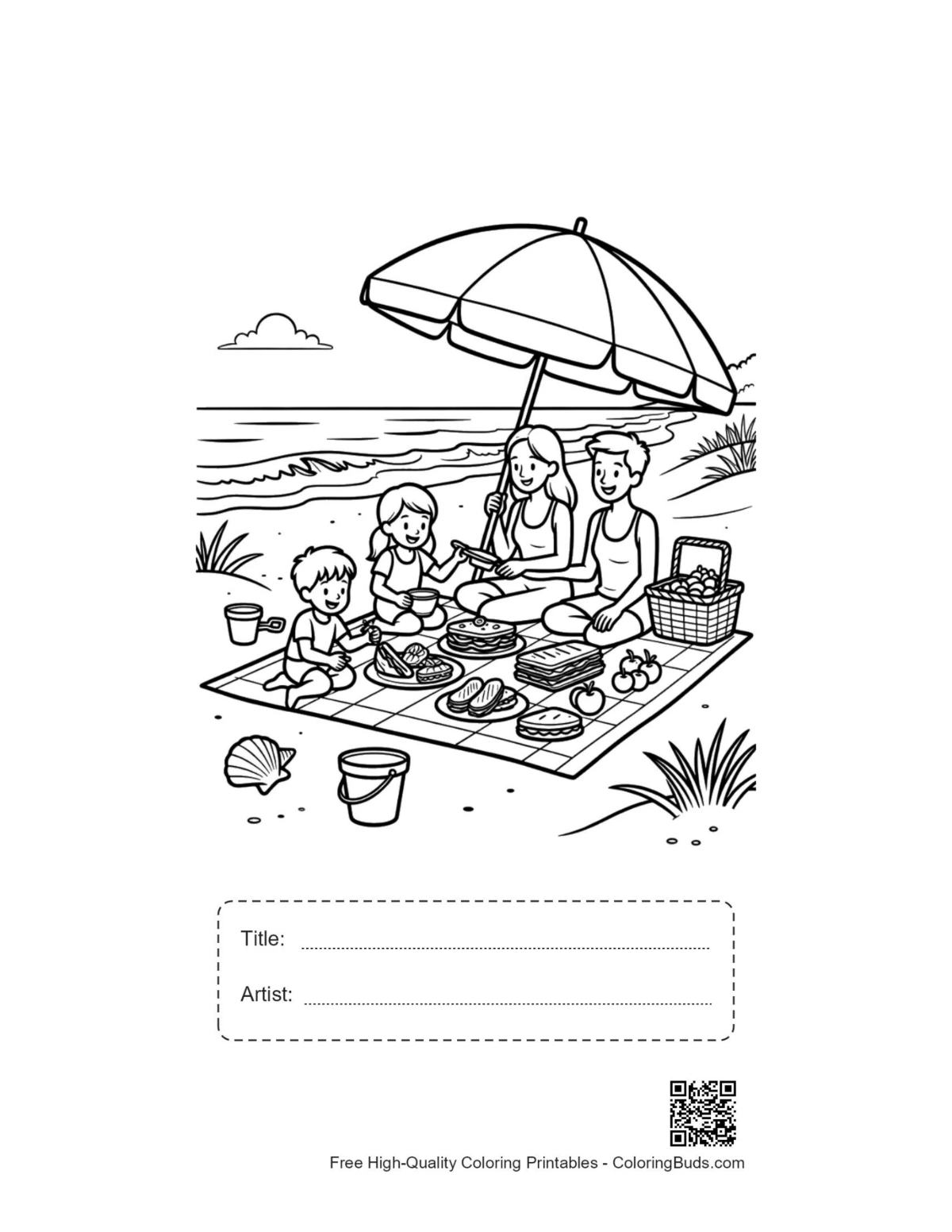 Beach sun printable with title artist box
