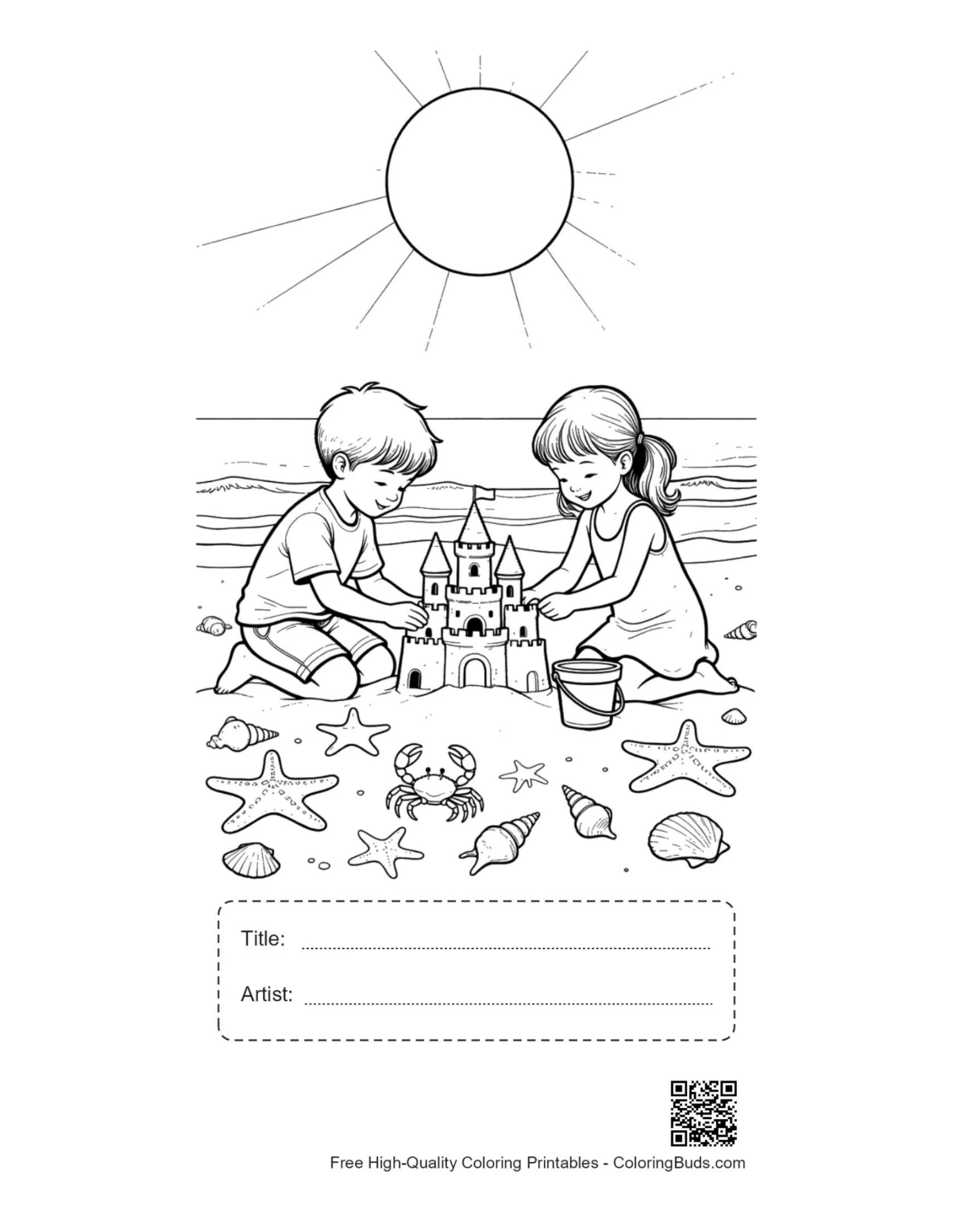 Beach sun printable with title artist box