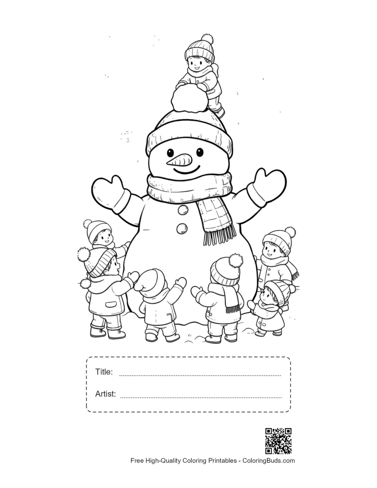 Cute snowman snowflakes printable with title box