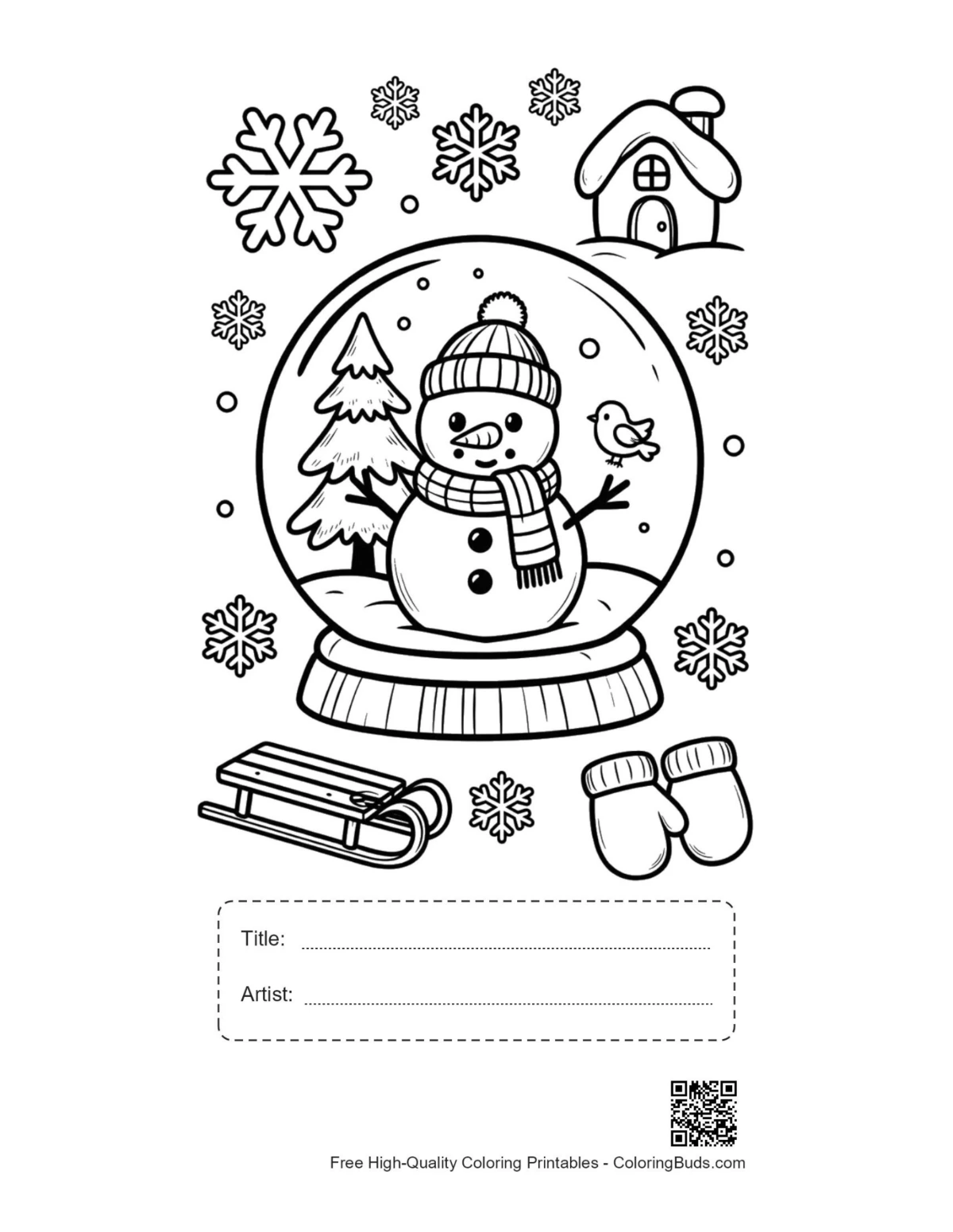 Snowman snowflakes printable with title box