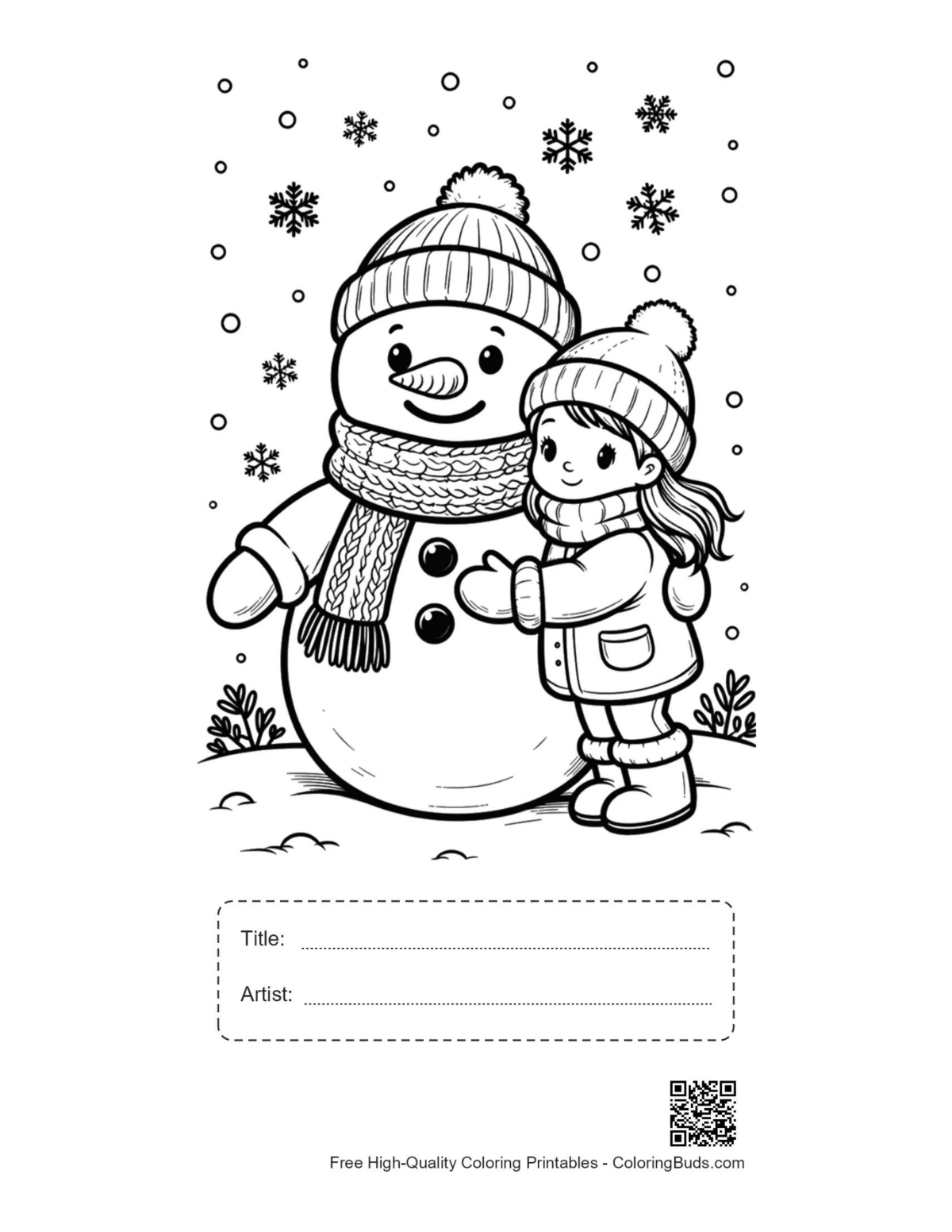 Snowman snowflakes printable with title box
