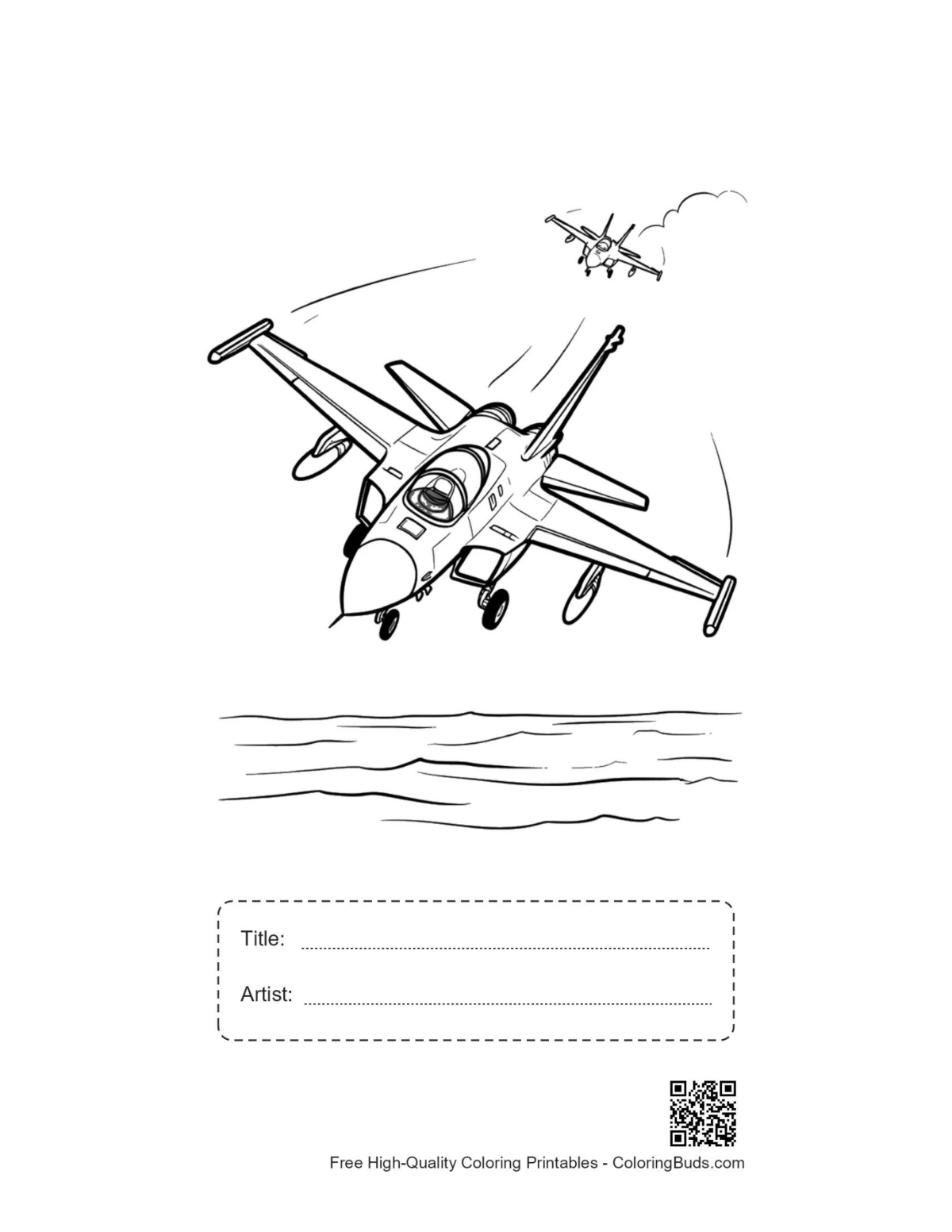 Jets over sea printable with title artist box