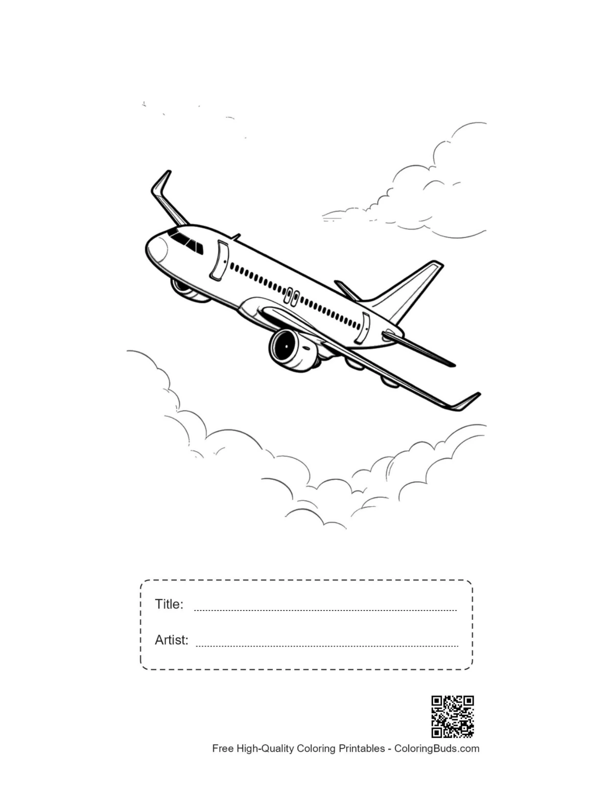 Printable Airbus plane clouds with title box