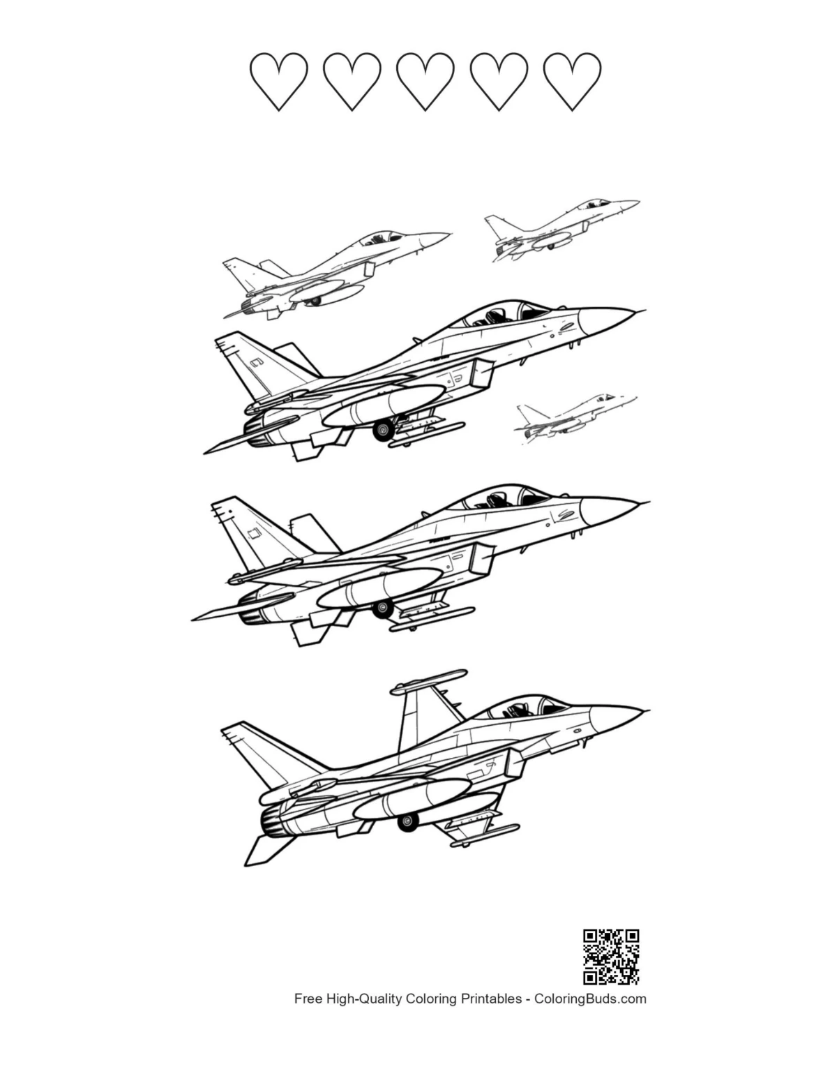 Kampfjet mit Herzumriss (druckbar)