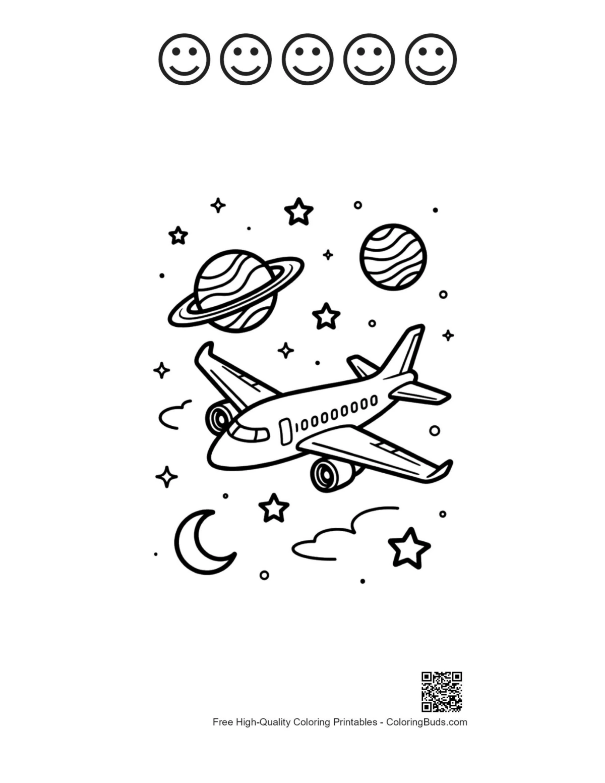 Passenger plane printable with 5 happy faces