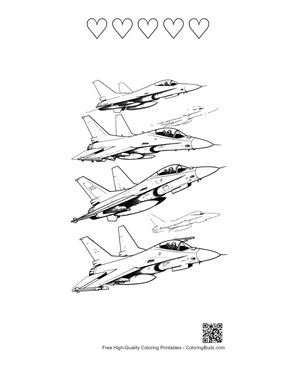 F-16 flight sequence with heart outlines