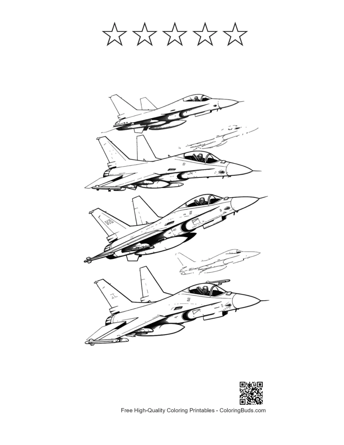 F-16 sequence printable with 5 stars