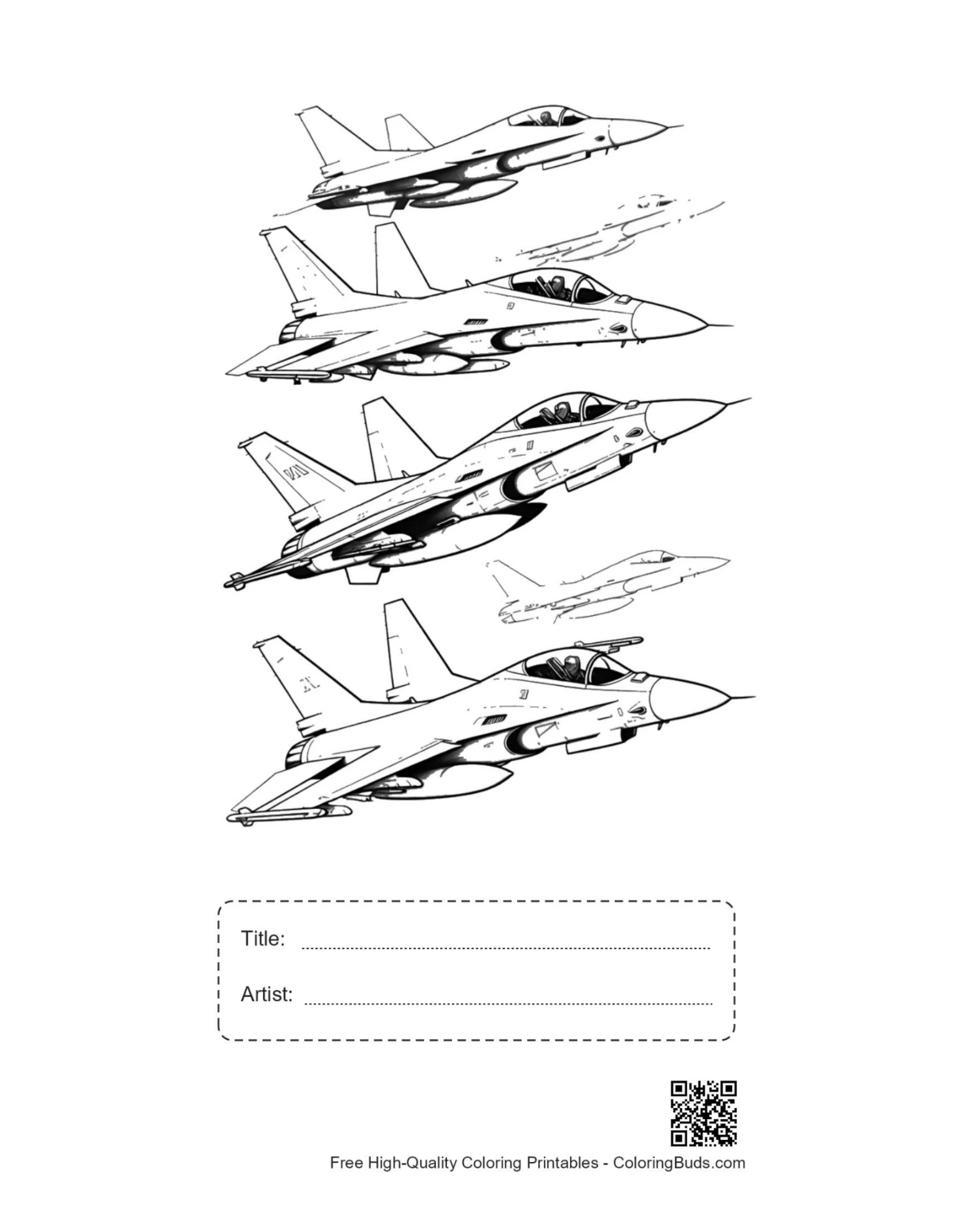 F-16 jet sequence printable with title box