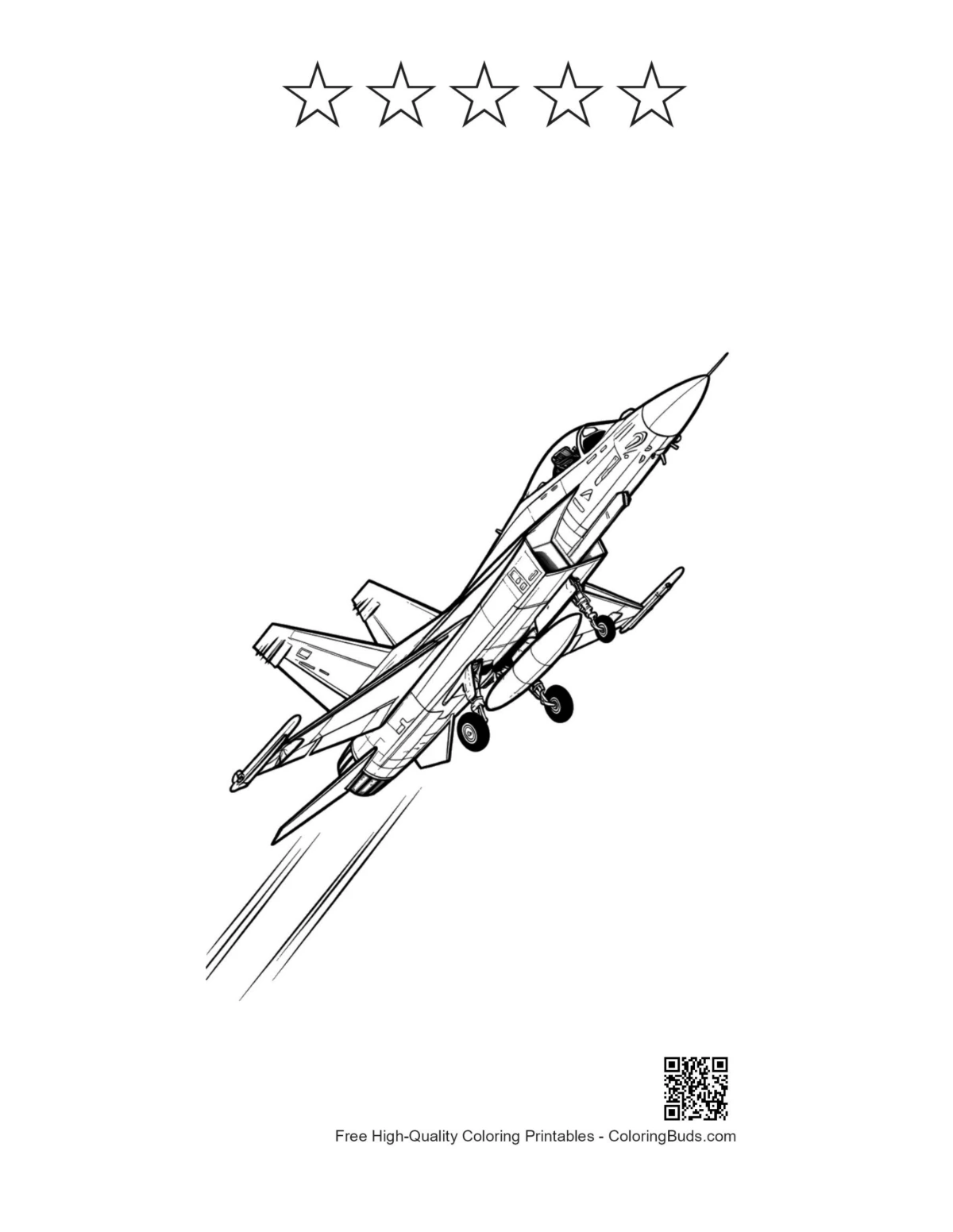 F-16 printable with 5 star outlines