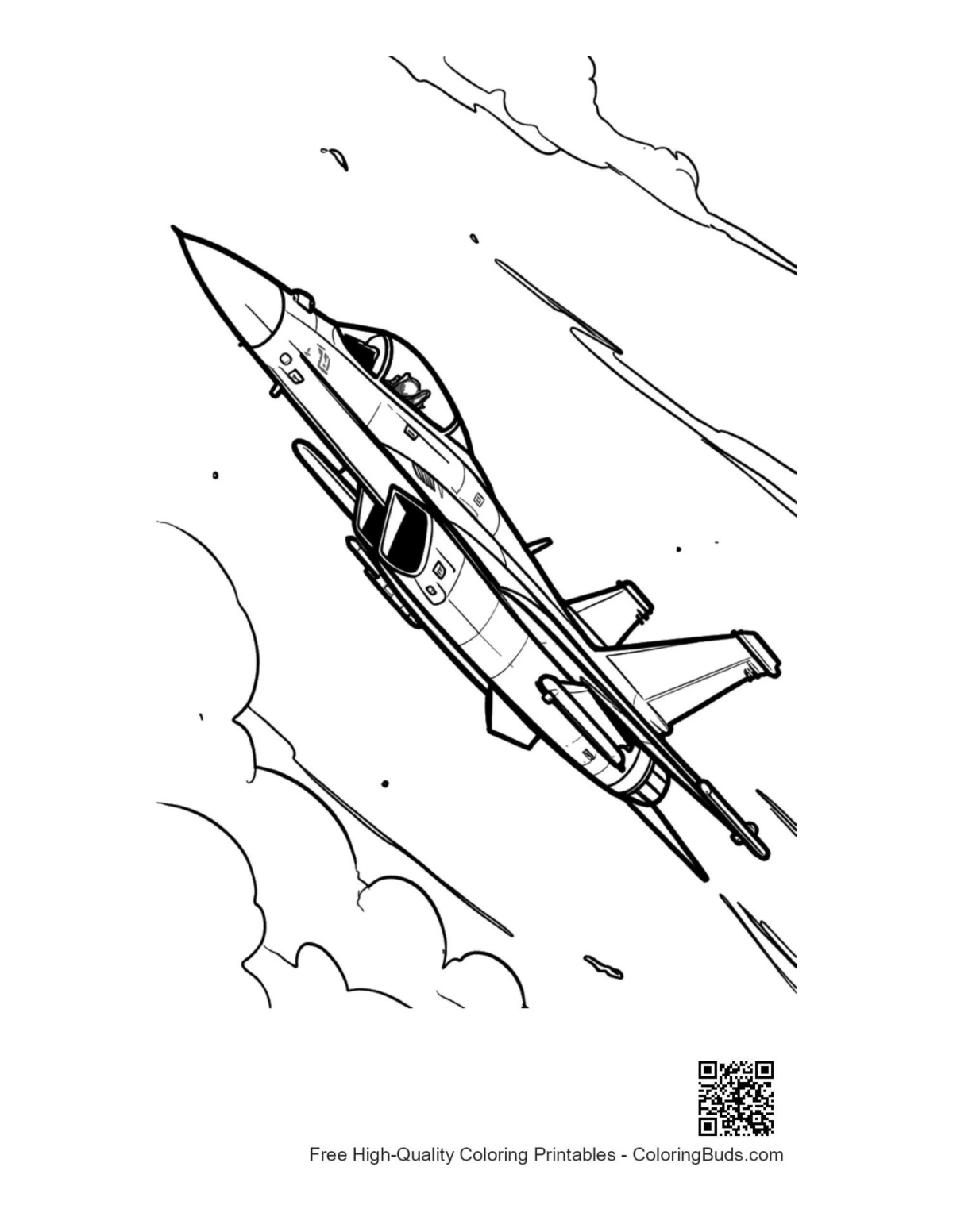 Fighter jet outline coloring sheet printable
