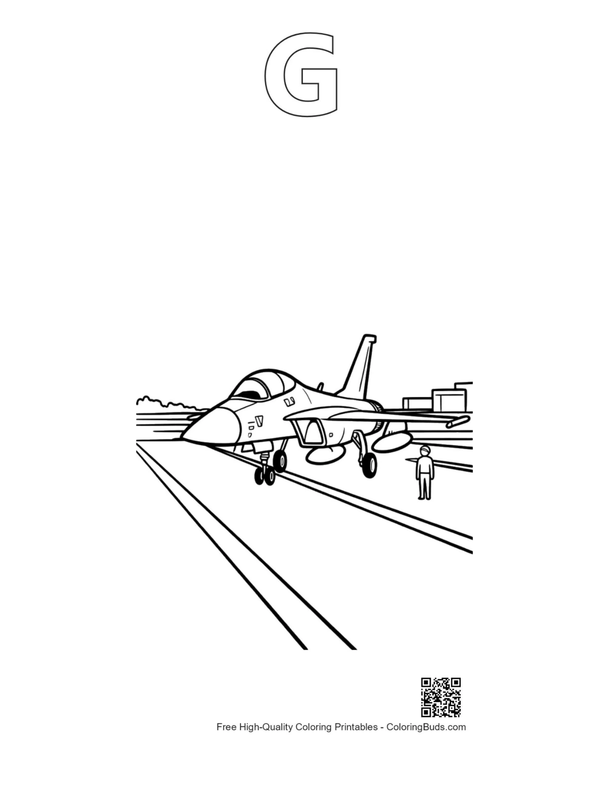 Fighter jet outline shaped like alphabet G
