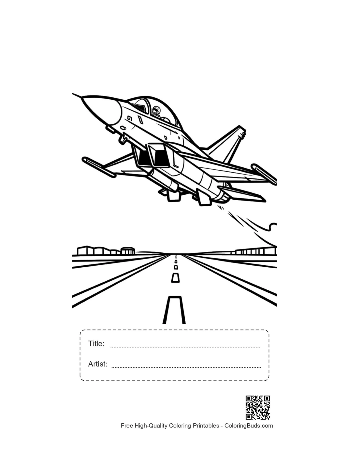 Fighter jet runway printable with title artist box