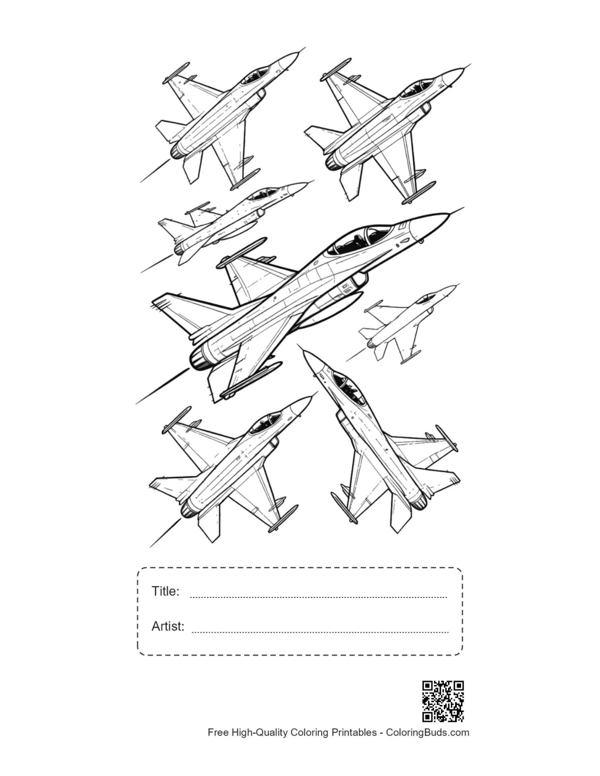 F-16 jets formation printable with title box