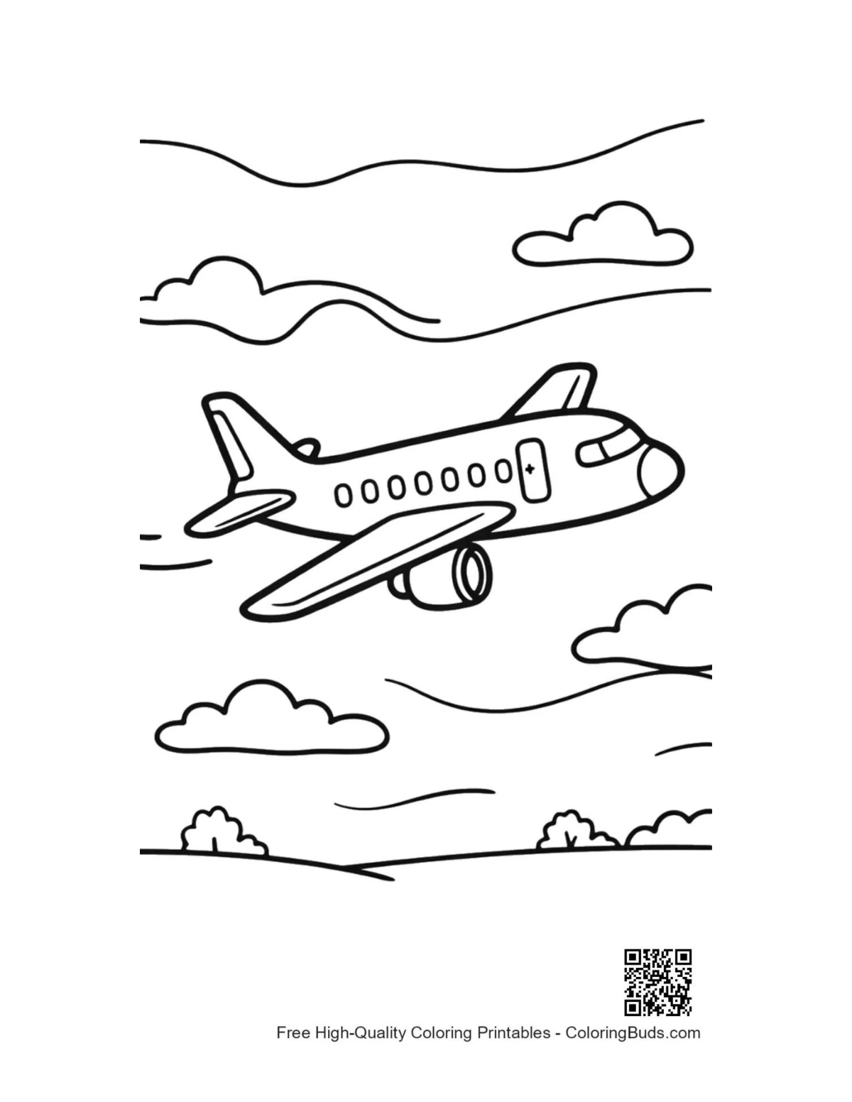 Jet airliner stratosphere printable coloring page