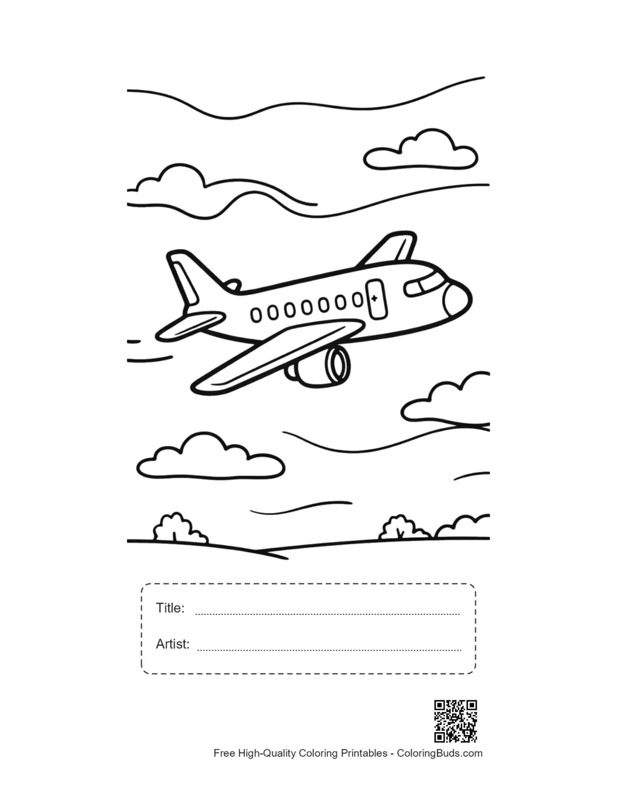 Jet airliner printable with title artist box