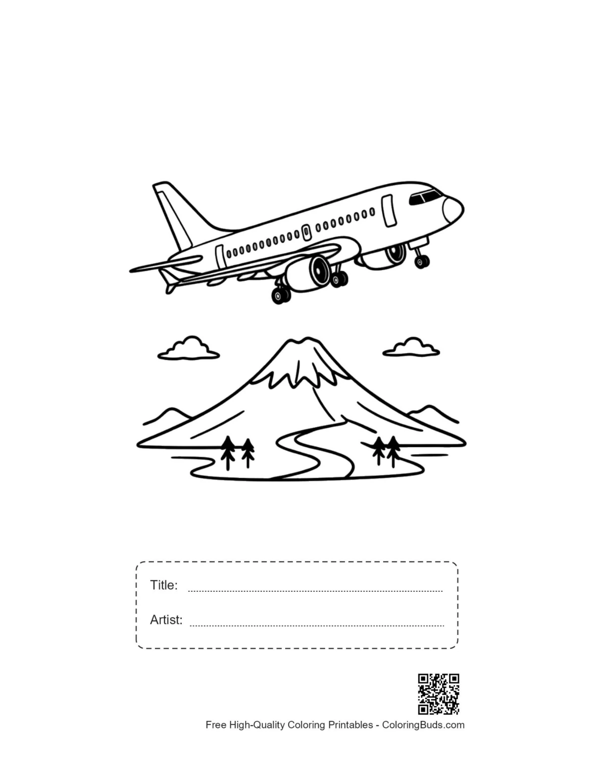 Jet airliner printable with title artist box