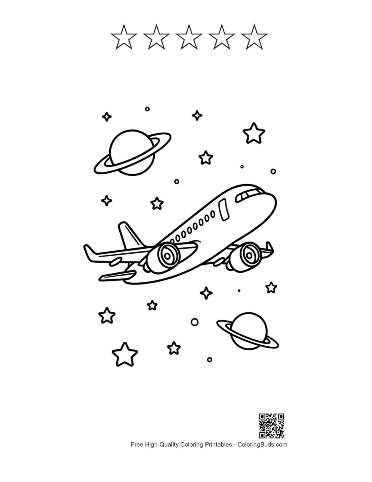 Jet plane galaxy 5 star outline printable