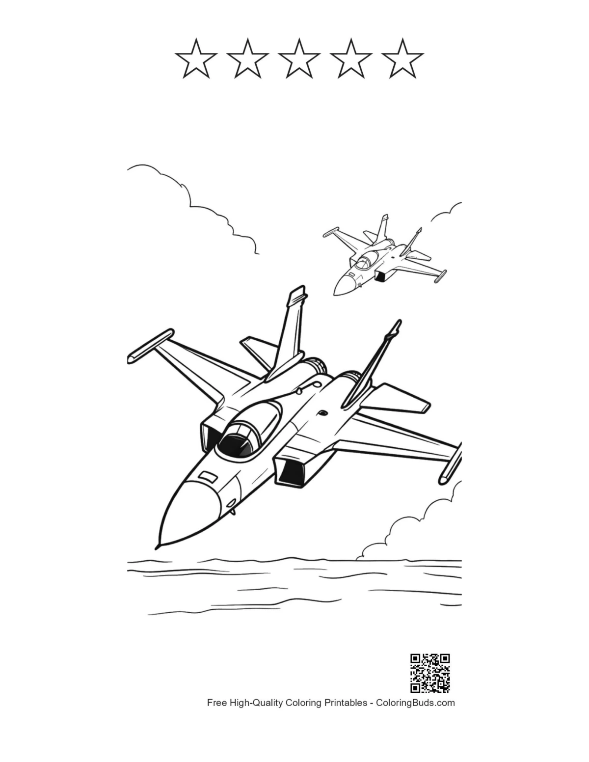 Lead jet with 5 star outline printable