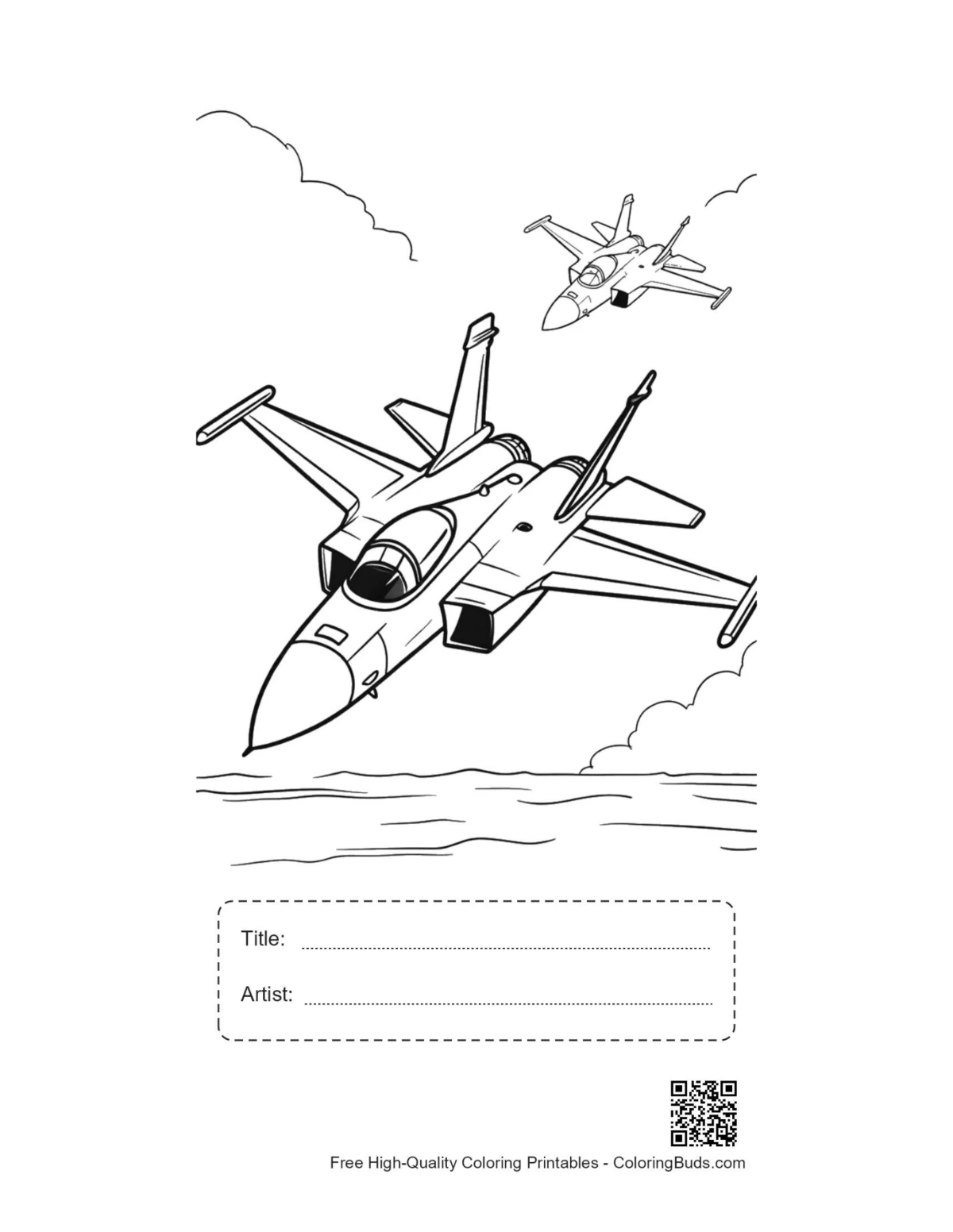 Lead fighter jet printable with title box