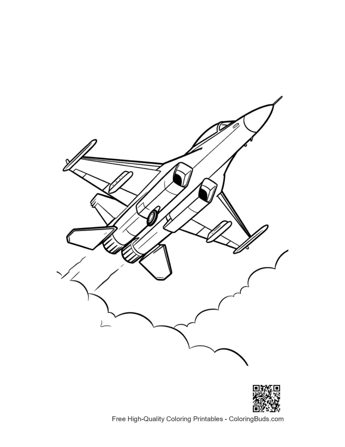 MiG-29 fighter jet soaring skyward coloring page