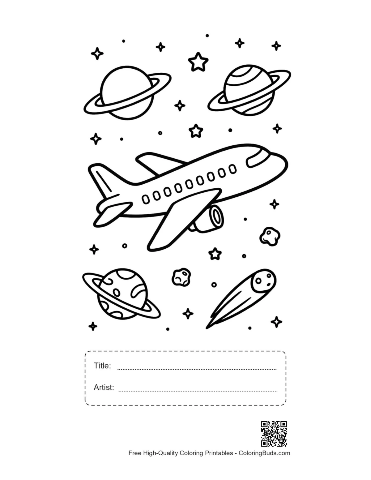 Passenger plane sheet with title artist box