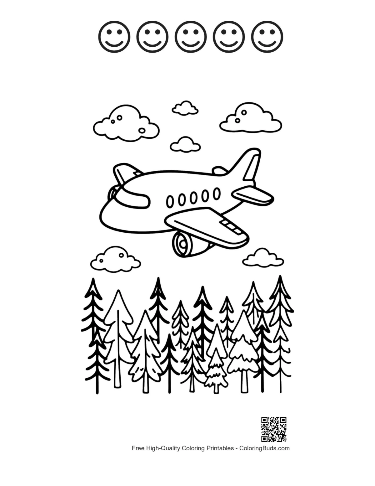 Passenger plane with happy faces printable