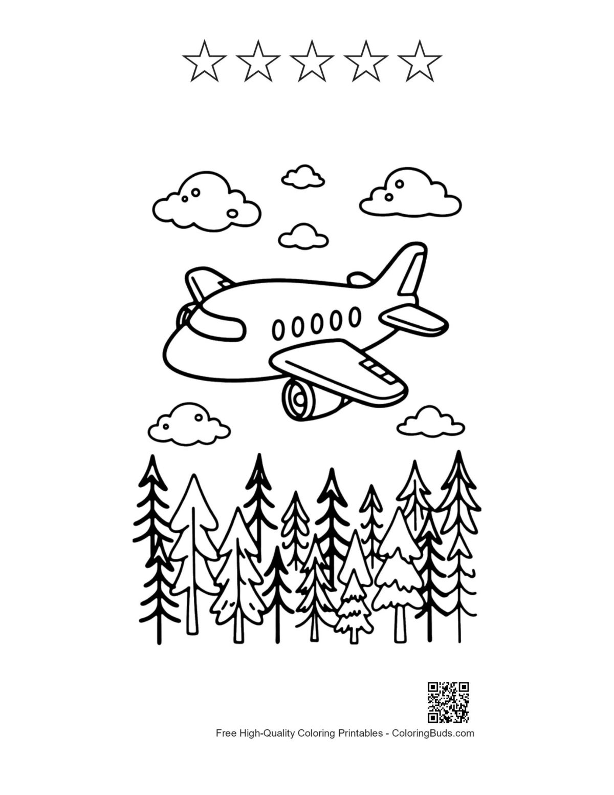 Passenger plane with 5 stars printable